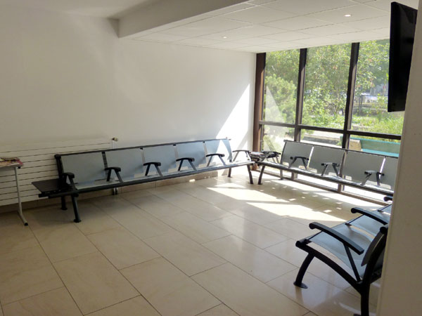 On your right, the waiting room for admissions